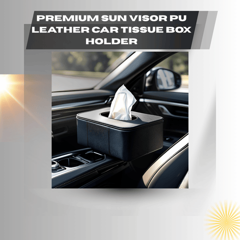 Premium Sun Visor PU Leather Car Tissue Box Holder