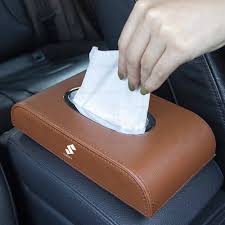 Car Tissue Box High Quality - Pu Leather - Black - Beige