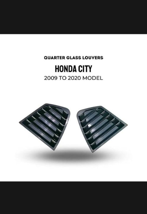 Honda City 2009-21 Bright Black Side Window Quater Louver Cover Trim